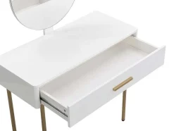 PASCAL MORABITO Kaptafels-Kaptafel Met Spiegel En Lade - Mdf En Metaal - Wit Gelakt En Goudkleurig - Vonali Van