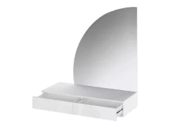 Vente-unique Kaptafels-Kaptafel Met Spiegel En Ledverlichting - 2 Lades - Glanzend Wit - Jineza