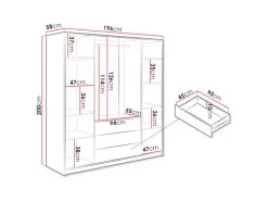 Vente-unique Kledingkast-Kast Met 4 Deuren En 3 Lades - L196 Cm - Zwart - Lizandro