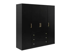 Vente-unique Kledingkast-Kast Met 4 Deuren En 3 Lades - L196 Cm - Zwart - Lizandro