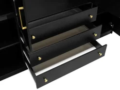 Vente-unique Kledingkast-Kast Met 4 Deuren En 3 Lades - L196 Cm - Zwart - Lizandro