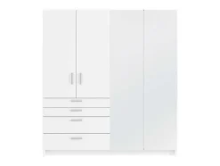 Vente-unique Kledingkast-Kast Met 4 Deuren En 4 Lades - Met Spiegel - L200 Cm - Wit - Nidawo