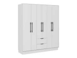 Vente-unique Kledingkast-Kast Met 6 Deuren En 2 Lades - L162 Cm - Wit - Feova