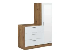 Vente-unique Ladekast-Kast Met 3 Lades En Element Met Spiegel - Wit En Houtlook - Vitorio