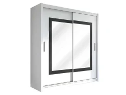 Vente-unique Kledingkast-Kast Met 3 Schuifdeuren - Met Spiegel - L. 250 Cm - Kleur: Wit - Autlan
