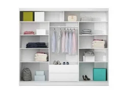 Vente-unique Kledingkast-Kast Met 3 Schuifdeuren - Met Spiegel - L. 250 Cm - Kleur: Wit - Autlan