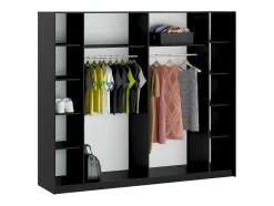 Vente-unique Kledingkast-Kast Met 2 Schuifdeuren - Met Spiegel - L244 Cm - Zwart - Nimela