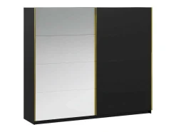 Vente-unique Kledingkast-Kast Met 2 Schuifdeuren - Met Spiegel - L244 Cm - Zwart - Nimela