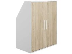 Vente-unique Kleine Opberger En Slaapkameraccessoire-Kast Voor Onder Een Hellend Dak 2 Deuren - Wit En Naturel - Adezio