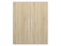 Vente-unique Kleine Opberger En Slaapkameraccessoire-Kast Voor Onder Een Hellend Dak 2 Deuren - Wit En Naturel - Adezio