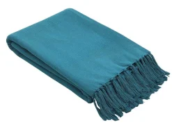OZAIA Beddengoed-Katoenen Sprei Met Franjes - 230 X 250 Cm - Blauw - Segna