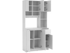 Vente-unique Keukenmeubel-Keukenbuffet Met 6 Deuren, 1 Lade En 5 Nissen - Wit - Nizali