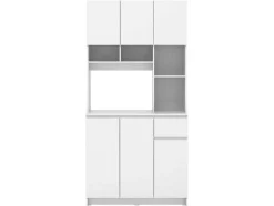 Vente-unique Keukenmeubel-Keukenbuffet Met 6 Deuren, 1 Lade En 5 Nissen - Wit - Nizali