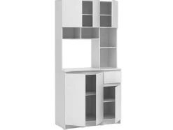 Vente-unique Keukenmeubel-Keukenbuffet Met 6 Deuren, 1 Lade En 5 Nissen - Wit - Nizali