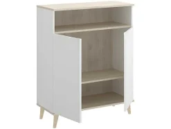 Vente-unique Keukenmeubel-Keukenbuffet Wajdi - 2 Deuren En 1 Nis - Wit En Eiken