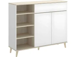 Vente-unique Keukenmeubel-Keukenbuffet Wajdi - 2 Deuren, 1 Lade En 4 Nissen - Wit En Eiken