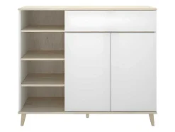 Vente-unique Keukenmeubel-Keukenbuffet Wajdi - 2 Deuren, 1 Lade En 4 Nissen - Wit En Eiken