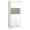 Vente-unique Keukenmeubel-Keukenbuffet Wajdi - 4 Deuren En 1 Nis - Wit En Eiken