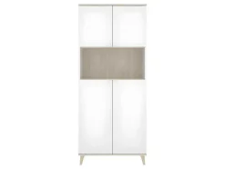 Vente-unique Keukenmeubel-Keukenbuffet Wajdi - 4 Deuren En 1 Nis - Wit En Eiken
