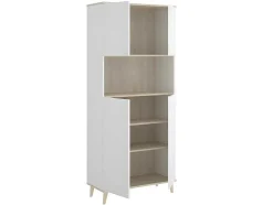 Vente-unique Keukenmeubel-Keukenbuffet Wajdi - 4 Deuren En 1 Nis - Wit En Eiken