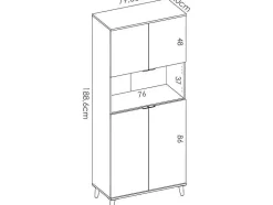 Vente-unique Keukenmeubel-Keukenbuffet Wajdi - 4 Deuren En 1 Nis - Wit En Eiken