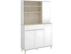 Vente-unique Keukenmeubel-Keukenbuffet Wajdi - 4 Deuren, 1 Lade En 3 Nissen - Wit En Eiken
