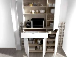 Vente-unique Keukenmeubel-Keukenbuffet Wajdi - 4 Deuren, 1 Lade En 3 Nissen - Wit En Eiken
