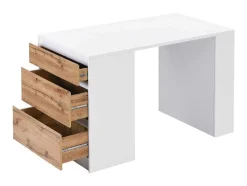 Vente-unique Keukenmeubel-Keukeneiland Met 3 Lades En 8 Nissen Van Mdf - Licht Naturel En Wit - Palestrina