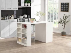 Vente-unique Keukenmeubel-Keukeneiland Met 3 Lades En 8 Nissen Van Mdf - Licht Naturel En Wit - Palestrina