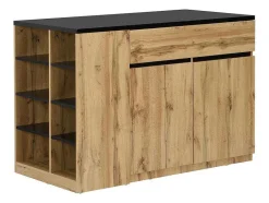 Vente-unique Keukenmeubel-Keukeneiland Met Opbergruimte - Zwart En Naturel - Meili