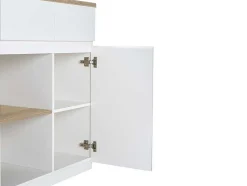 Vente-unique Keukenmeubel-Keukeneiland Met Opbergruimte Van Mdf - Wit En Naturel - Belaza