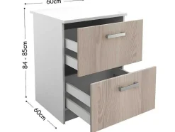 Vente-unique Keukenmeubel-Keukenkast Trattoria - 1 Laag Meubel En 1 Hoog Meubel - Eiken En Wit