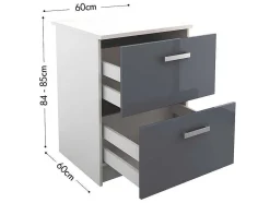 Vente-unique Keukenmeubel-Keukenkast Trattoria - 1 Laag Meubel En 1 Hoog Meubel - Grijs En Wit