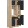 Vente-unique Keukenmeubel-Keukenmeubel Mady - 5 Kasten En 1 Lade - Zwart & Eiken