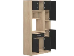 Vente-unique Keukenmeubel-Keukenmeubel Mady - 5 Kasten En 1 Lade - Zwart & Eiken