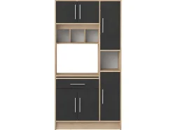 Vente-unique Keukenmeubel-Keukenmeubel Mady - 5 Kasten En 1 Lade - Zwart & Eiken