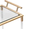 Vente-unique Keukenmeubel-Keukentrolley Met Twee Bladen In Gehard Glas En Metaal - Transparant En Goudkleurig - Orula