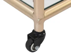 Vente-unique Keukenmeubel-Keukentrolley Met Twee Bladen In Gehard Glas En Metaal - Transparant En Goudkleurig - Orula
