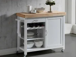 Vente-unique Keukenmeubel-Keukentrolley Skyler Op Wieltjes - 1 Deur & 1 Lade - Hevea