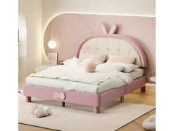 ModernLuxe Fluwelen Bed-Kinderbed Bekleed Met Fluweel 140X200Cm - Met Lattenbodem - Roze