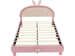 ModernLuxe Fluwelen Bed-Kinderbed Bekleed Met Fluweel 140X200Cm - Met Lattenbodem - Roze