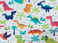 Vente-unique Uitklapbare Fauteuil-Kinderfauteuil Van Fluweel Met Dinosaurus Motieven - Wit - Almagro