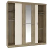 Vente-unique Kledingkast-Kledingkast - 3 Schuifdeuren - Met Spiegel - L205Cm - Naturel En Beige - Didda Ii
