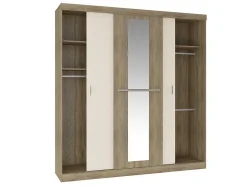 Vente-unique Kledingkast-Kledingkast - 3 Schuifdeuren - Met Spiegel - L205Cm - Naturel En Beige - Didda Ii