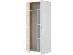 Vente-unique Kindermeubel-Kledingkast Sonia - 2 Deuren - L95 Cm - Kleuren: Eiken En Wit