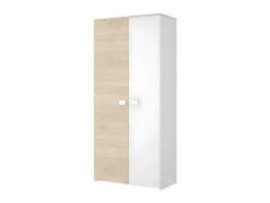 Vente-unique Kindermeubel-Kledingkast Sonia - 2 Deuren - L95 Cm - Kleuren: Eiken En Wit
