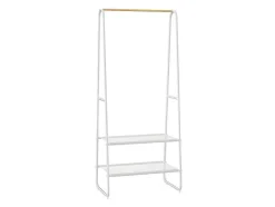 Vente-unique Kleine Opberger En Slaapkameraccessoire-Kledingrek - L64 Cm - Wit Metaal En Beukenhout - Dogu