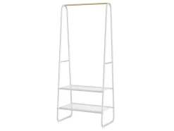 Vente-unique Kleine Opberger En Slaapkameraccessoire-Kledingrek - L64 Cm - Wit Metaal En Beukenhout - Dogu
