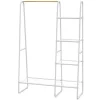 Vente-unique Kleine Opberger En Slaapkameraccessoire-Kledingrek - L100 Cm - Wit Metaal En Beukenhout - Dogu