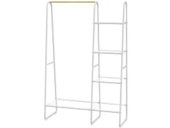 Vente-unique Kleine Opberger En Slaapkameraccessoire-Kledingrek - L100 Cm - Wit Metaal En Beukenhout - Dogu